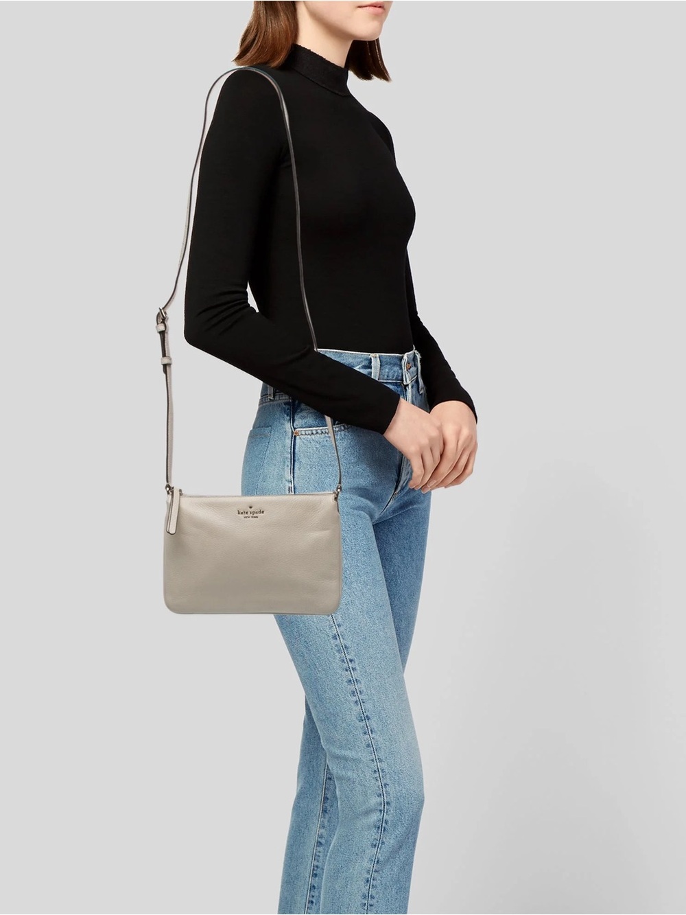 Kate Spade Leila Triple Gusset Crossbody pebbled leather gold-toned metal